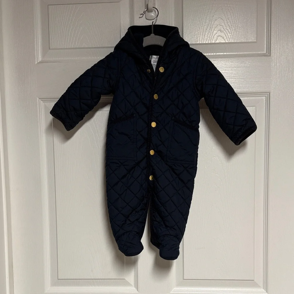Ralph Lauren Navy Quilted One-Piece Snowsuit with Hood